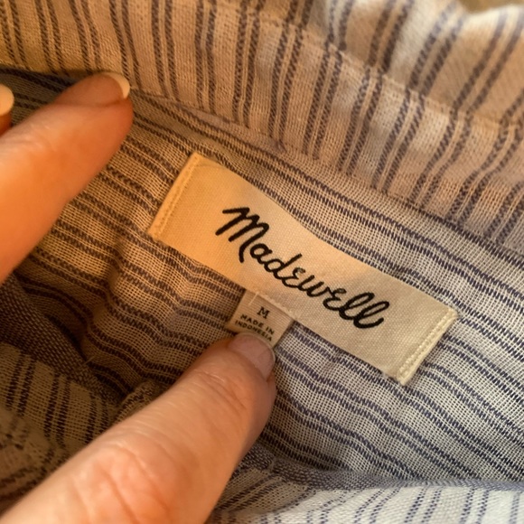 Madewell Pinstripe Cotton Back Tie Top Sz M - Picture 6 of 8